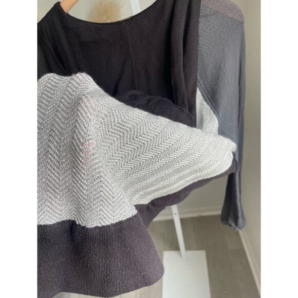 ⭐️ 3/$20 Free People Cocoon Hoodie XS Black Cardigan Coatigan Hi Low Metallic - Picture 6 of 8